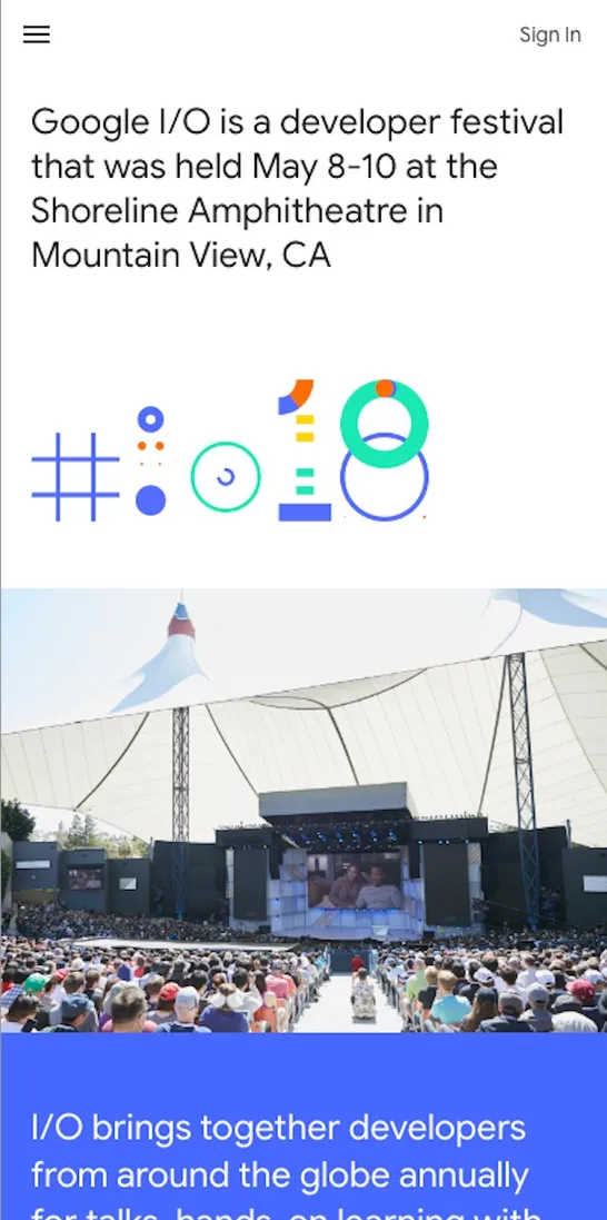 Google I/O 2018 Interface