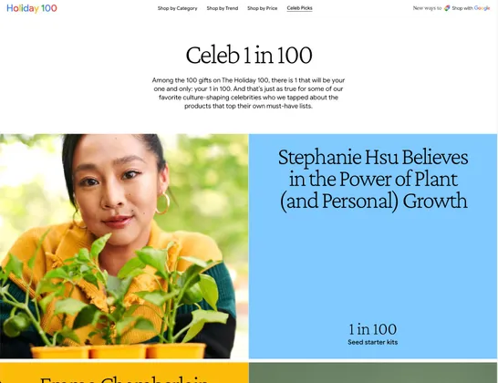 Google Holiday 100 Interface