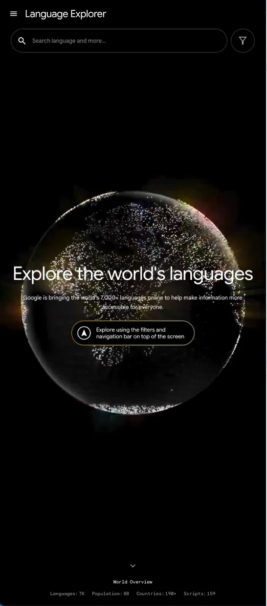 Image of the language explorer interface